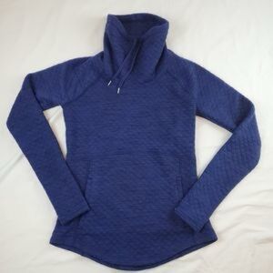 Marmot Annie Quilted Funnel Neck Pullover Blue Dusk Womens Kangaroo Pocket S